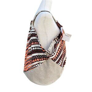 Itara Hope Bag Patterned Orange Canvas Rwanda Artisan‎ Hobo Bag New With Tags LG
